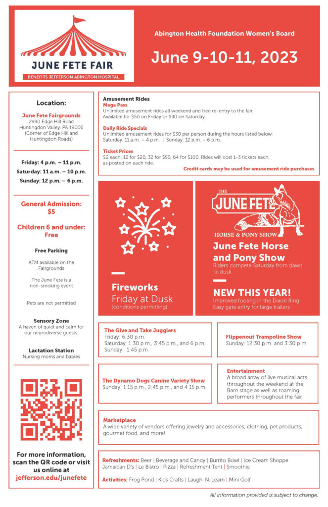 June Fete Fair in Huntingdon Valley announces dates & details, seeking