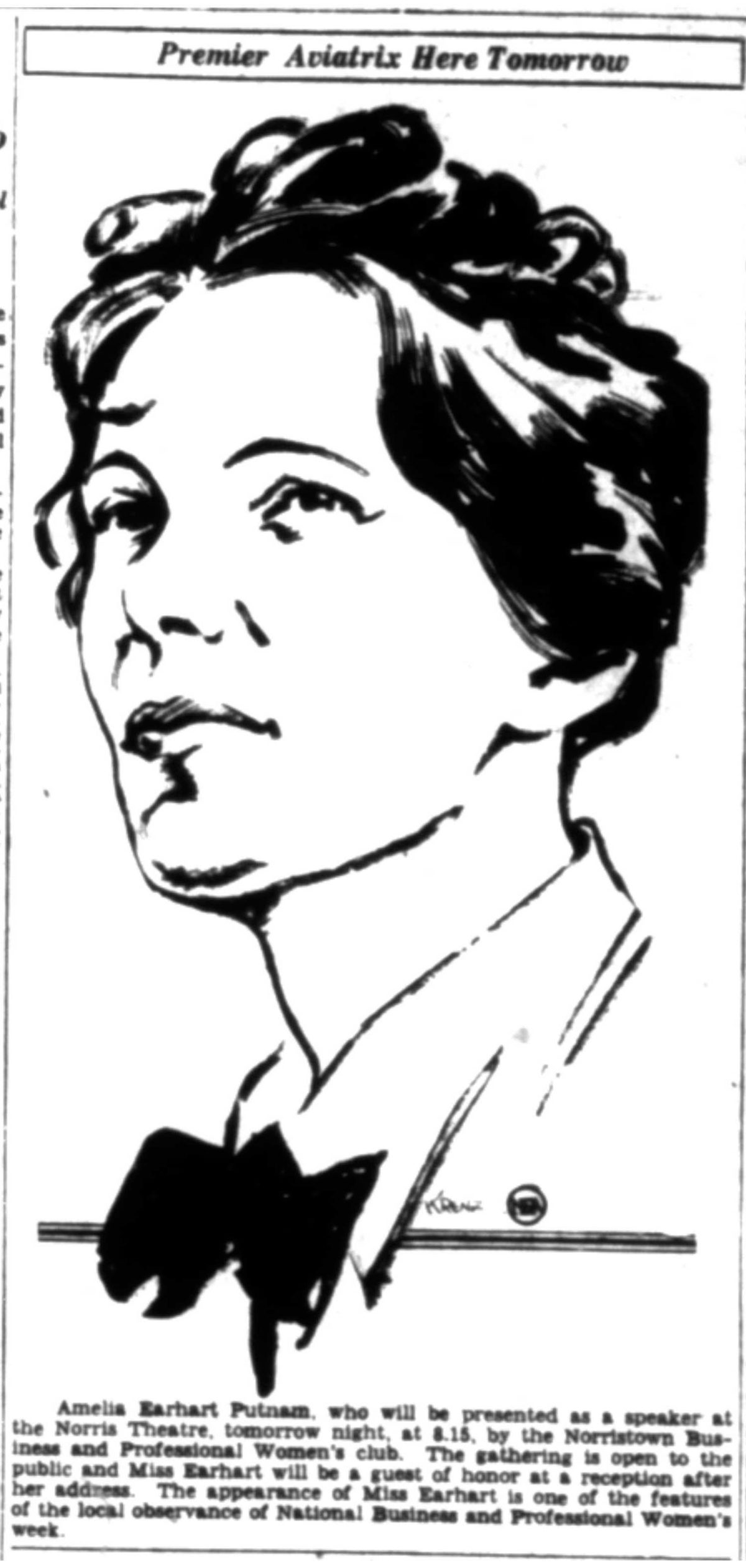 Aviation pioneer Amelia Earhart, once a student at the Ogontz School