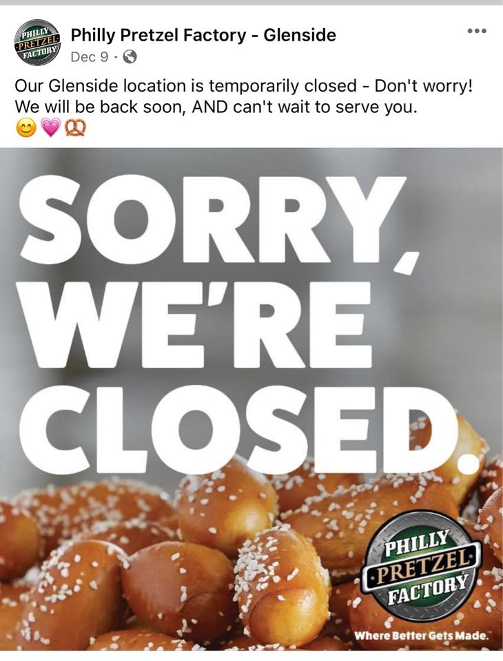 Philly Pretzel Factory in Glenside open again, now with extended hours