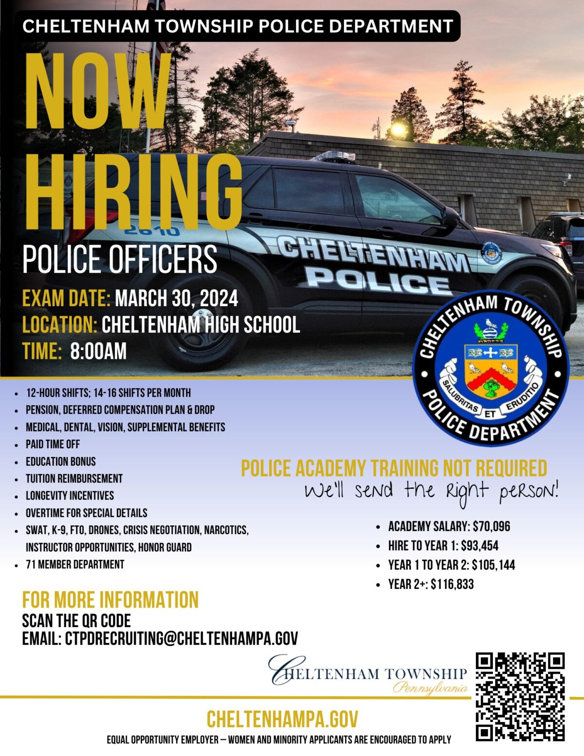 Cheltenham announces police officer entrance exam details, now hiring ...