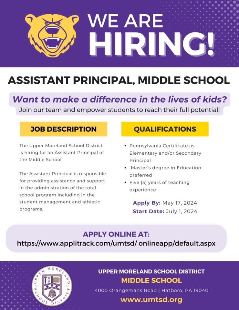 Upper Moreland School District looking to hire Asst. Principal, Spanish ...