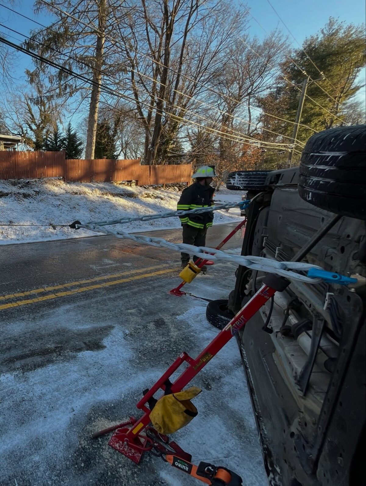 Multiple crews respond to an early morning fire after a vehicle crashed ...